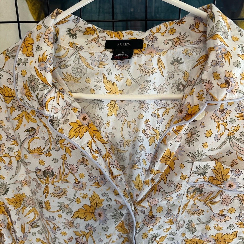 J. Crew Floral Western Top in Yellow and White M L - Picture 2 of 3